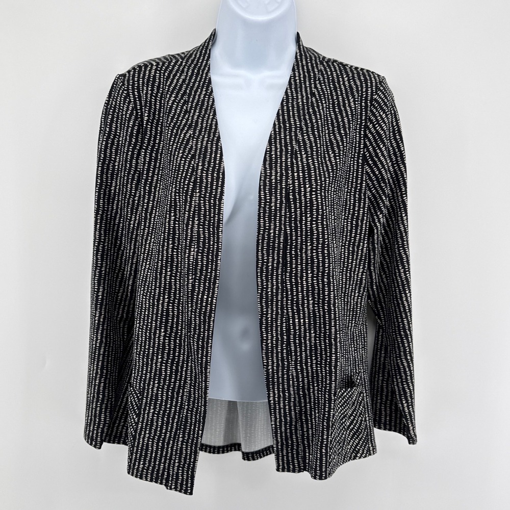 Habitat Clothes To Live In Open Front Cardigan Jacket Large Black White Knit